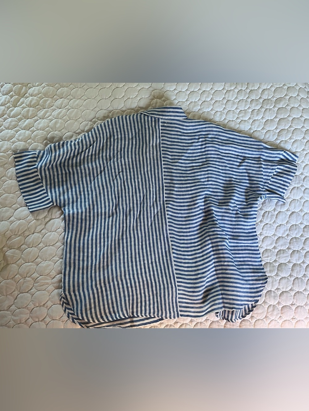 Magic Linen L/XL Cobalt Blue Oversized Striped Linen Shirt - Picture 6 of 11